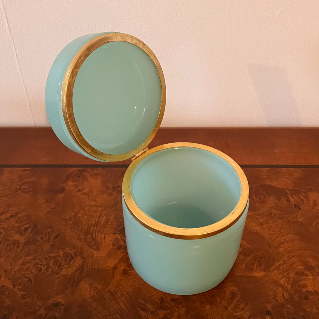 Jar in opaline glass and brass