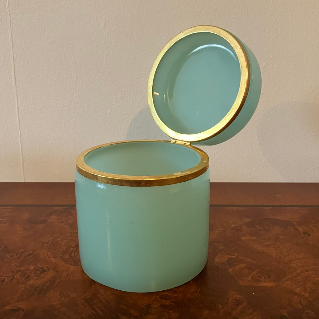 Jar in opaline glass and brass