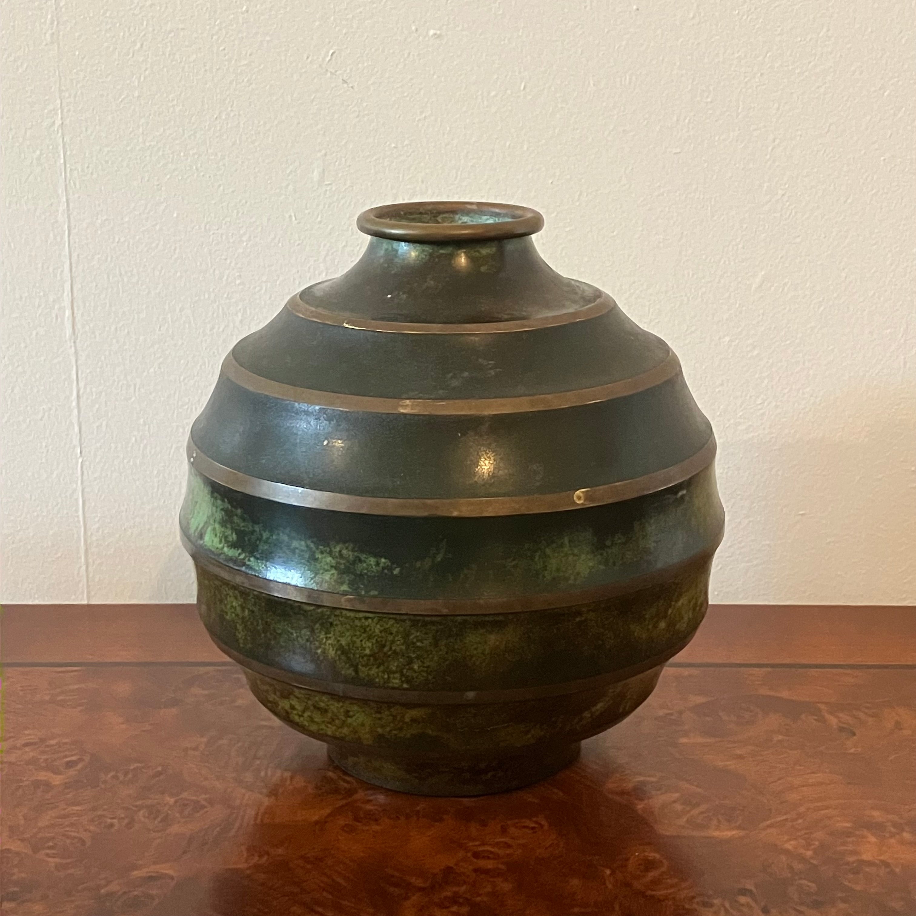 Art deco vase in patinated brass from Svenska Metallverken