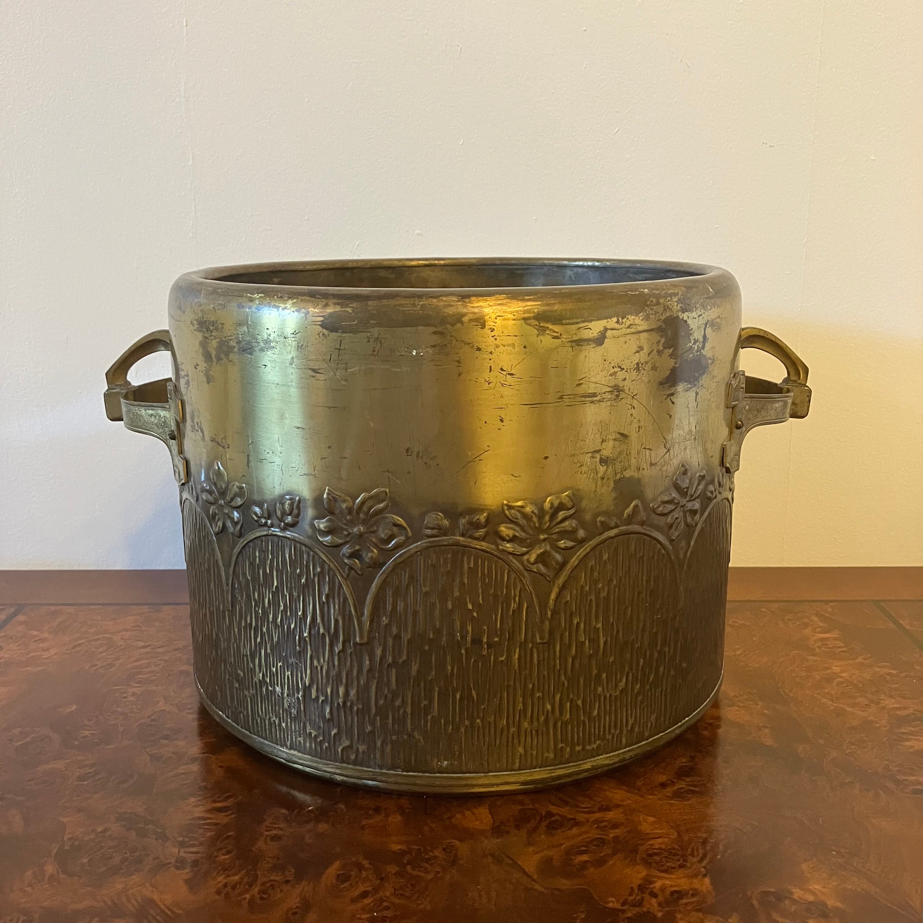 Art nouveau brass jardiniere