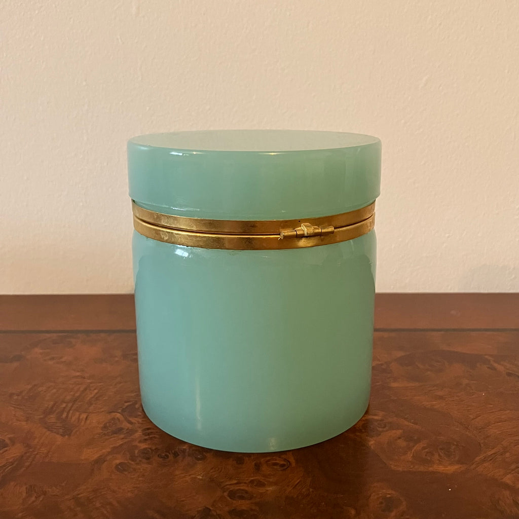 Jar in opaline glass and brass