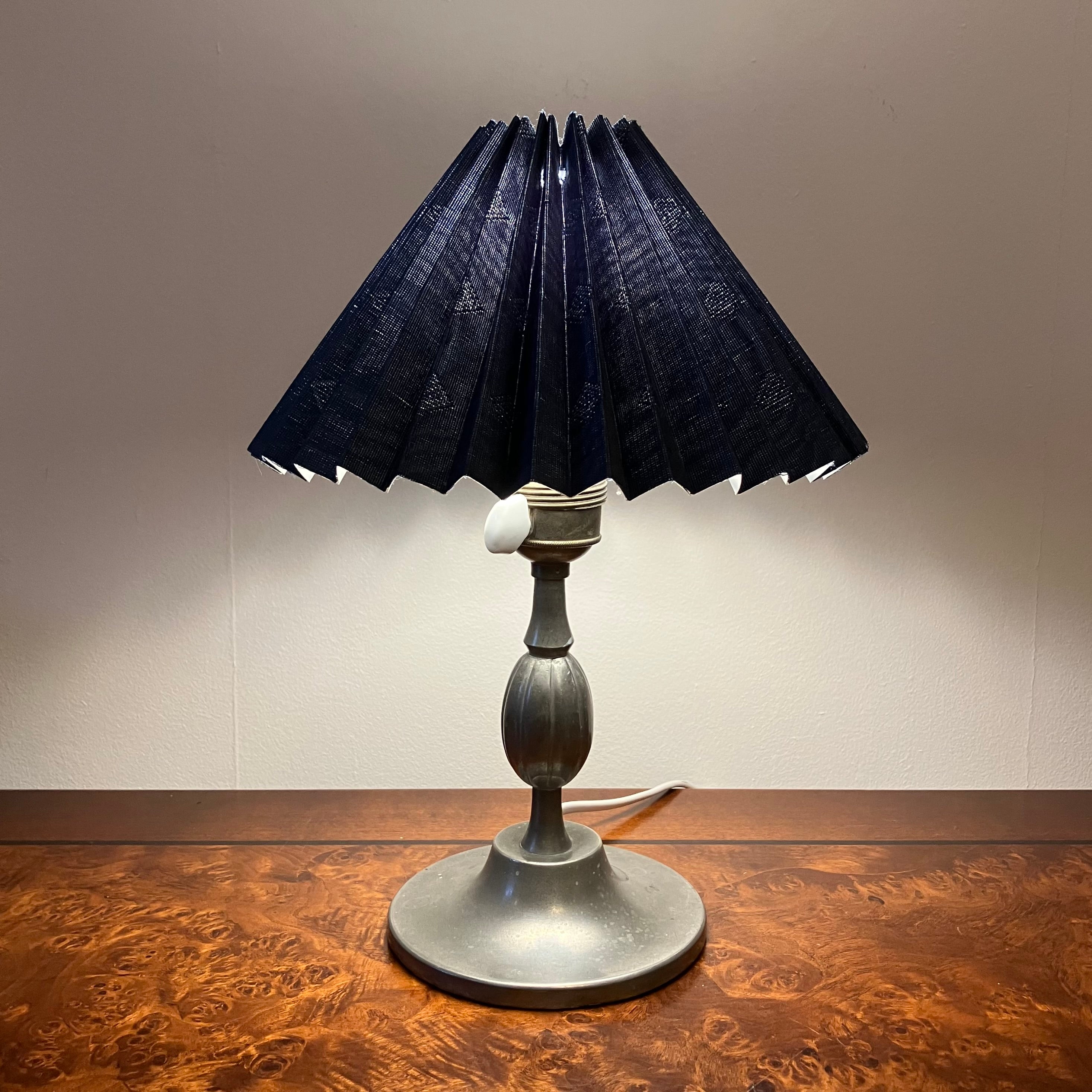 Art deco pewter table lamp