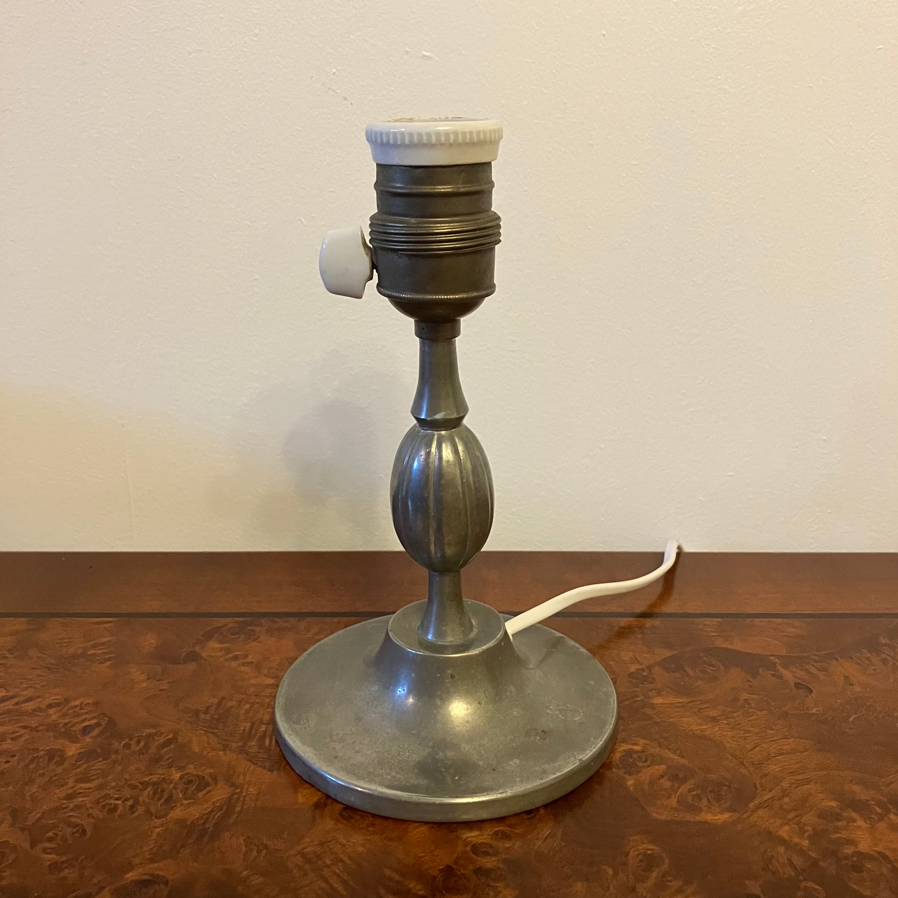 Art deco pewter table lamp