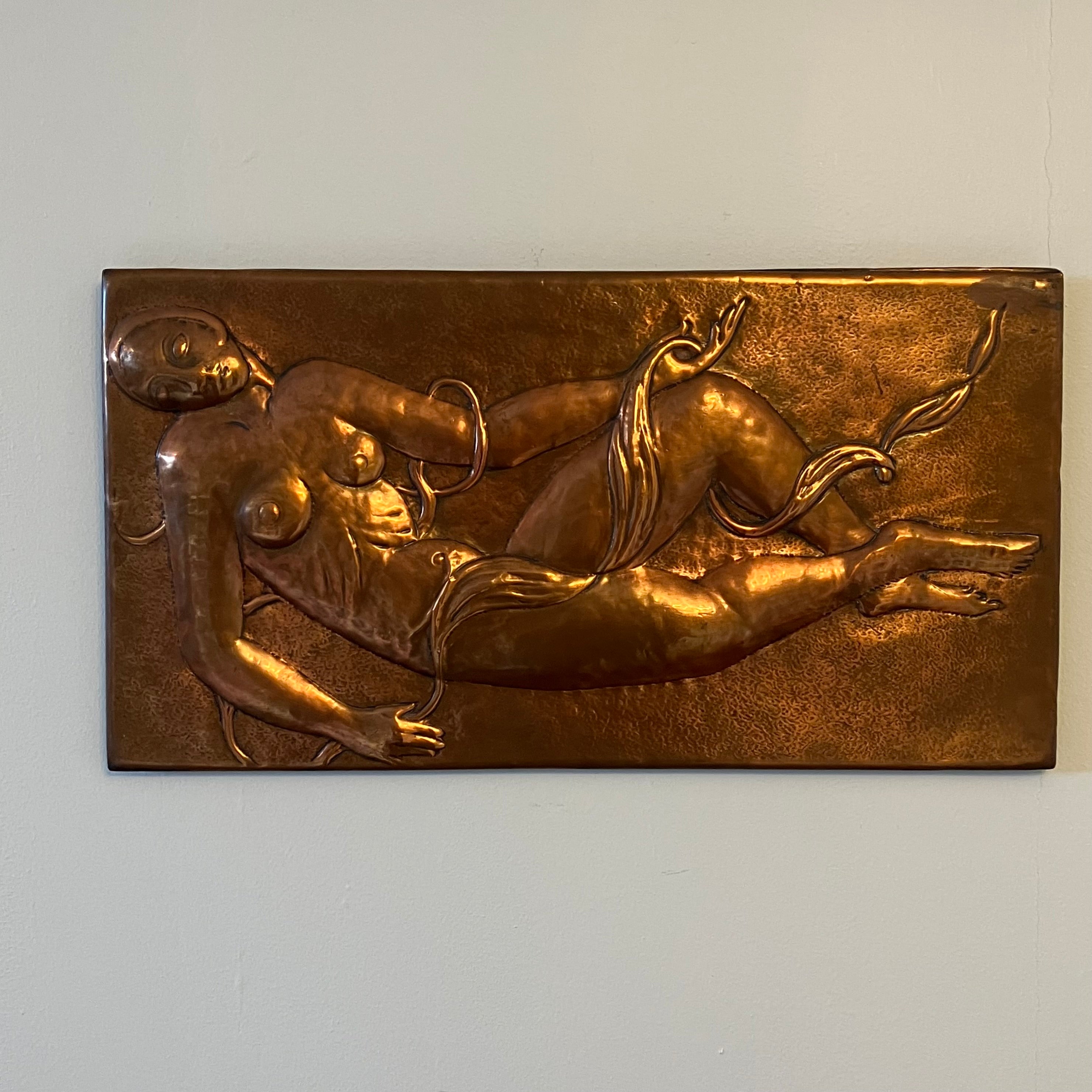 Art Nouveau copper relief