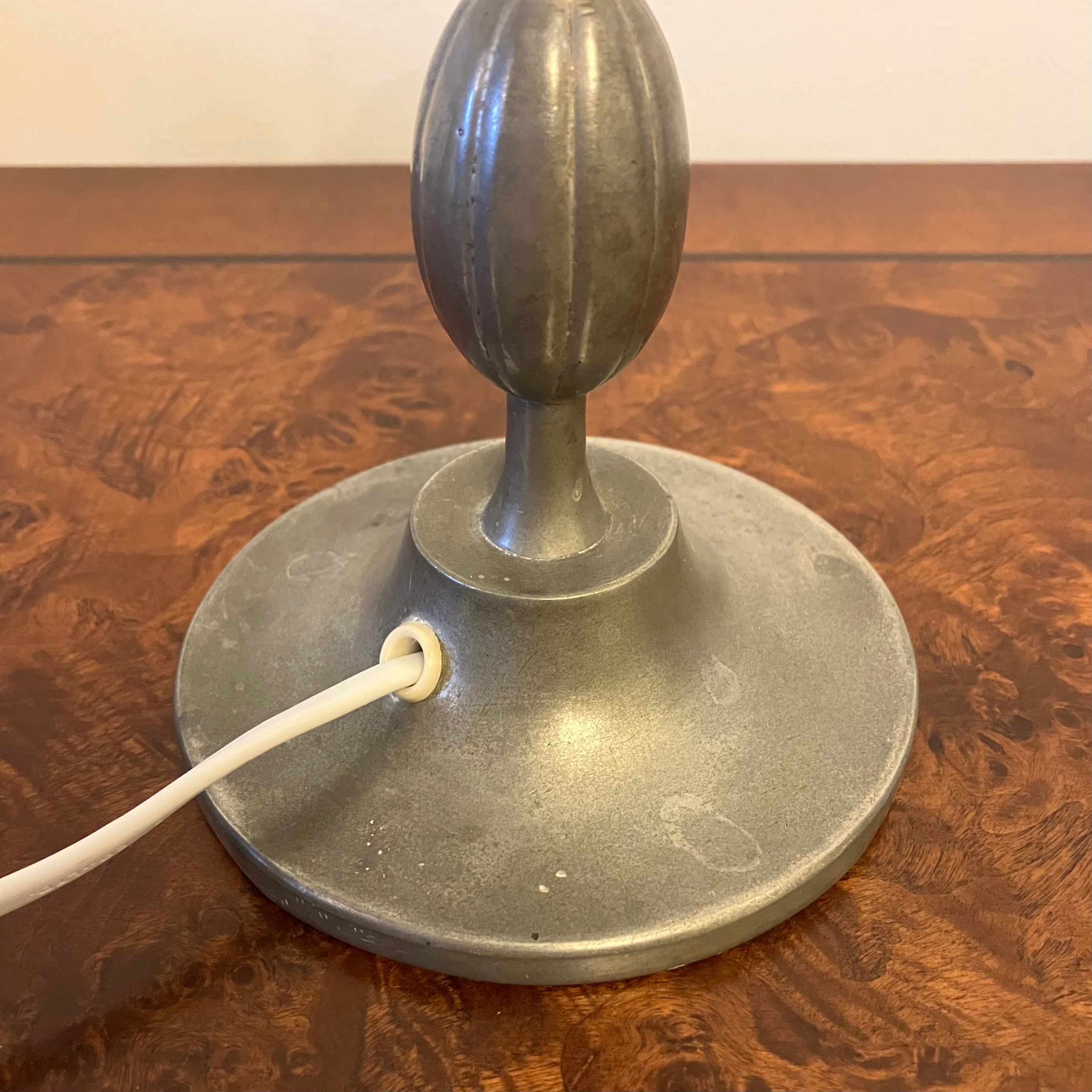 Art deco pewter table lamp