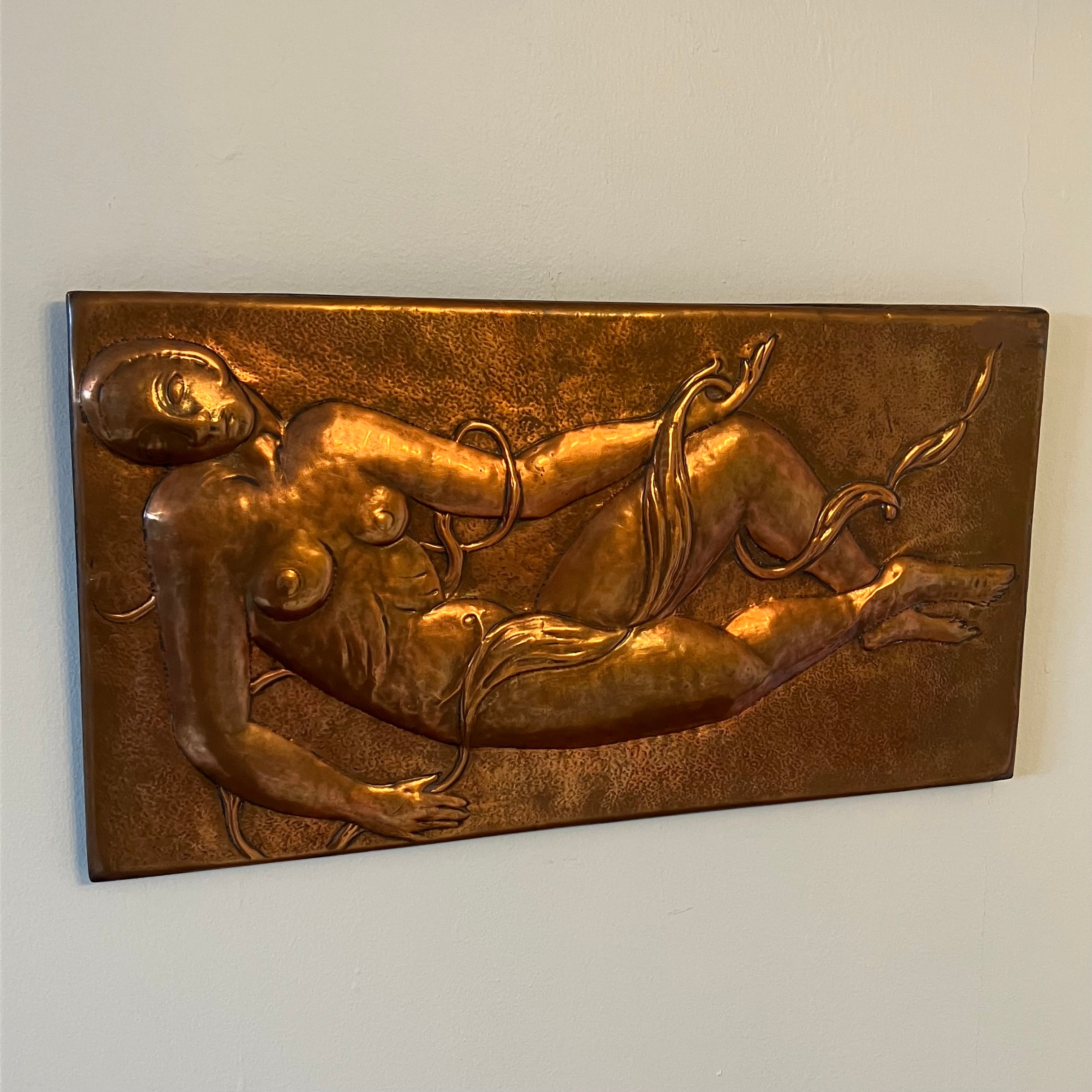 Art Nouveau copper relief